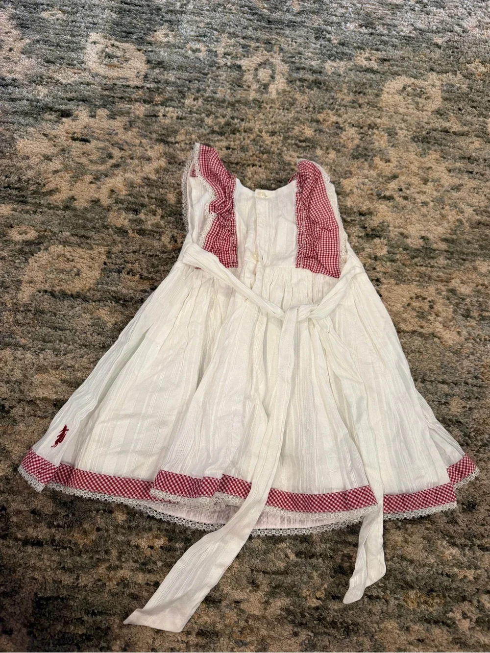 W.D. Wolf  Baby Girl Dress 12M Red Gingham Embroidered Christmas